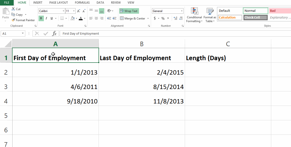 Ann K. Emery on figuring out the number of days that took place between two dates in Excel