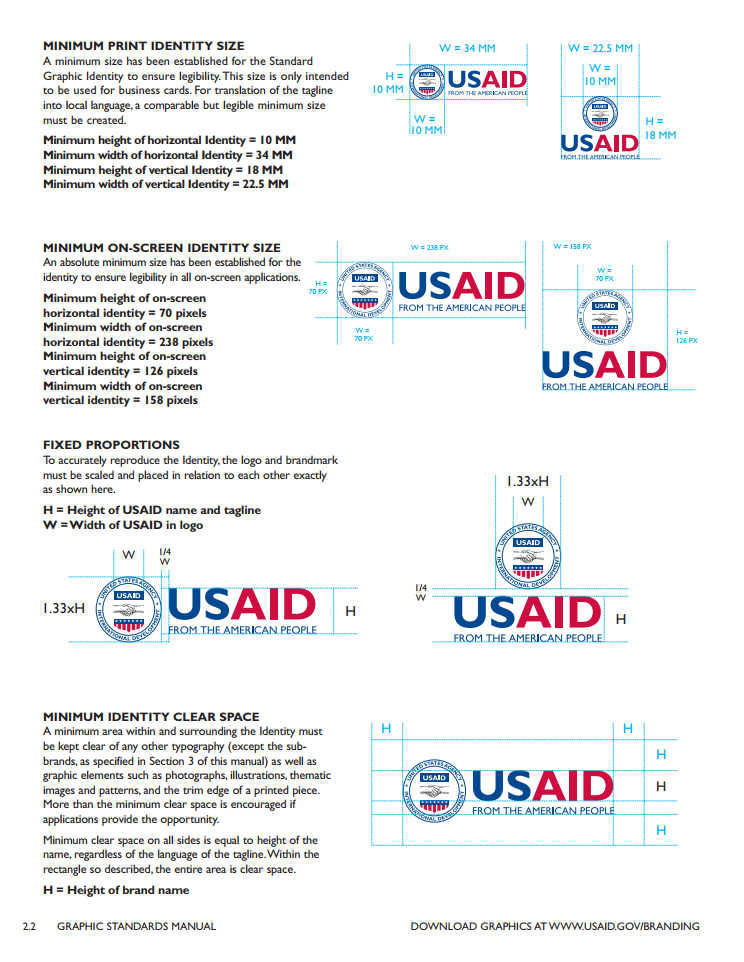 A screenshot from USAID's Graphic Standards Manual.