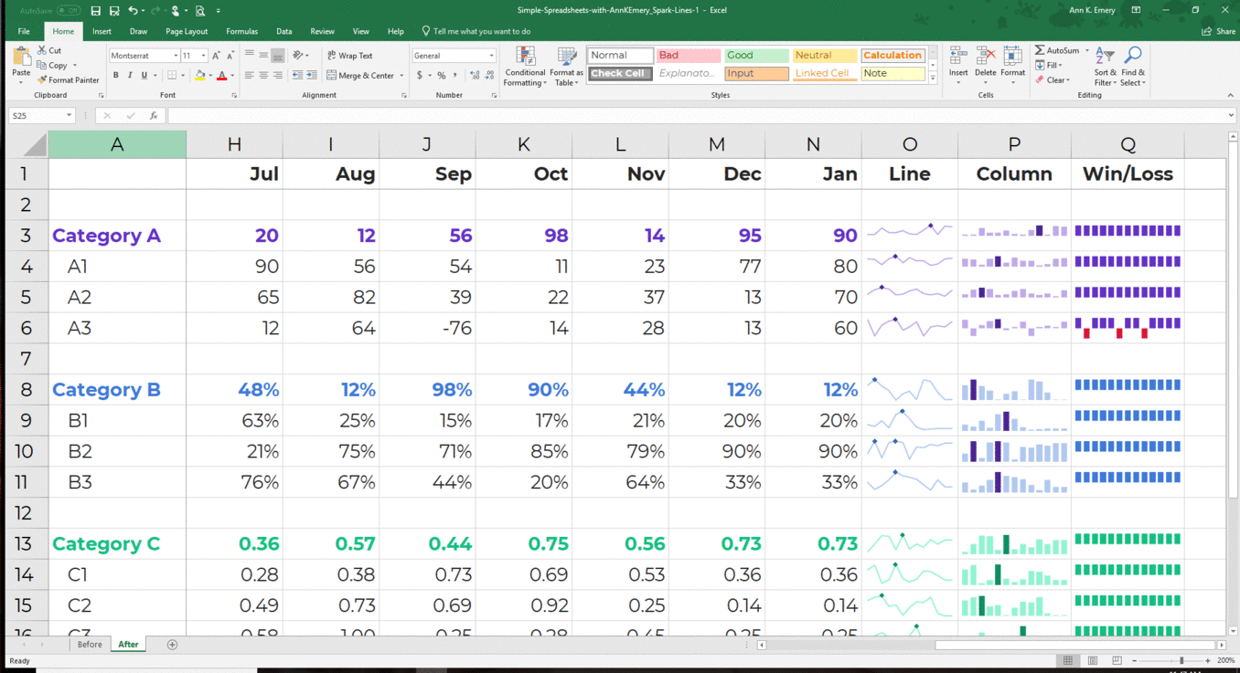 Spark Charts Excel
