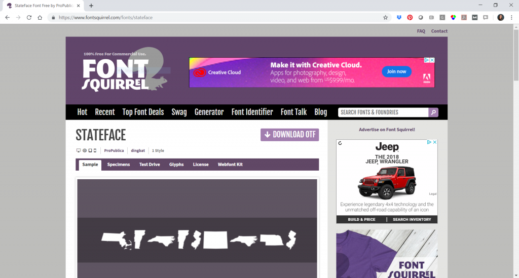 A screenshot of the Font Squirrel website.
