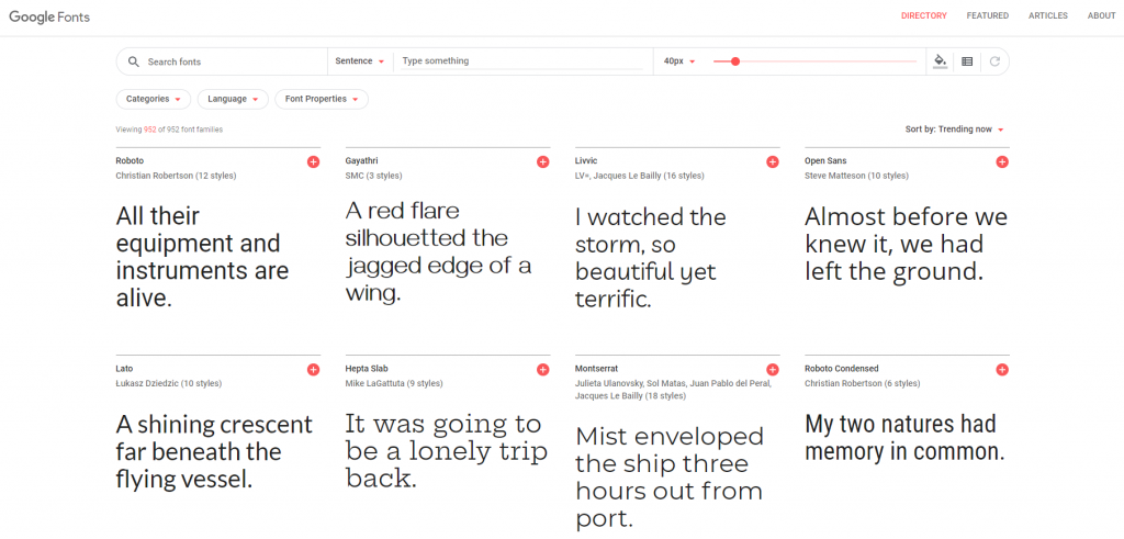 This photo gives you a glimpse of Google Fonts.